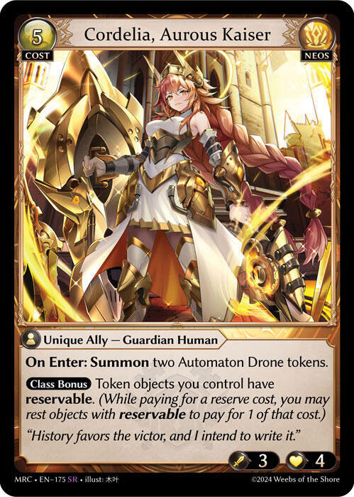Cordelia, Aurous Kaiser, Mercurial Heart 175