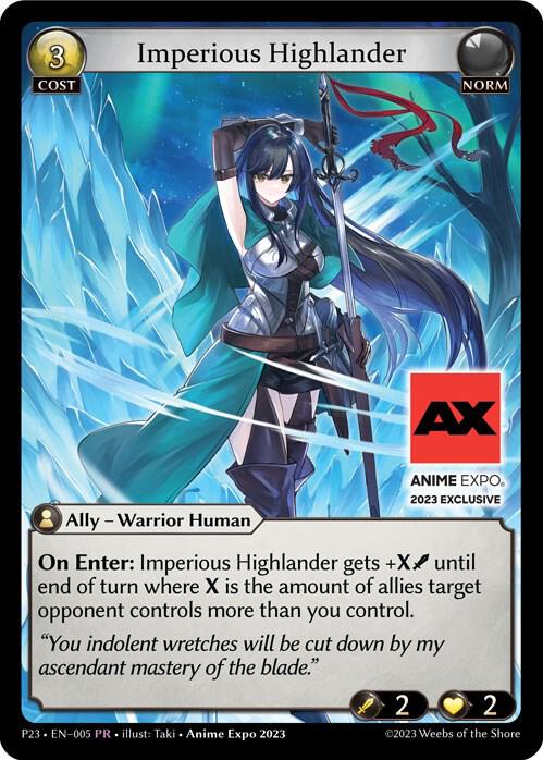 Imperious Highlander, Promotional Cards 005