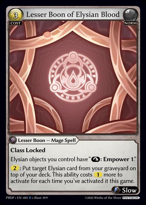 Lesser Boon of Elysian Blood, .asphodel/paradise: Pantheon 005