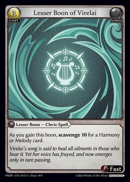 Lesser Boon of Virelai, .asphodel/paradise: Pantheon 014