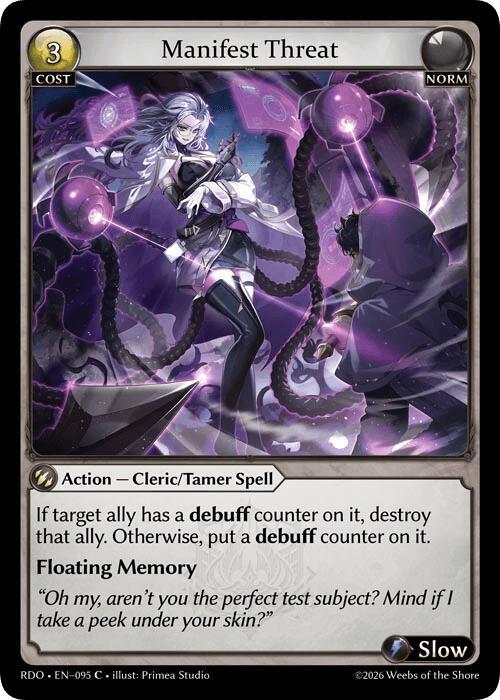 Manifest Threat (Curio Foil), Radiant Origins 095