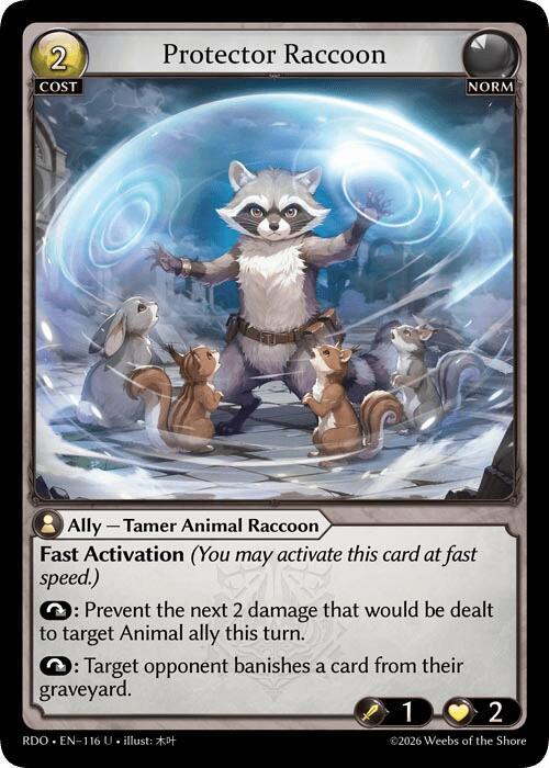 Protector Raccoon (Curio Foil), Radiant Origins 116
