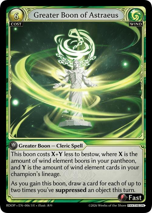Greater Boon of Astraeus, Radiant Origins: Pantheon 006