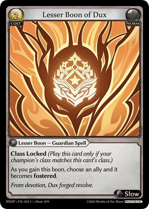 Lesser Boon of Dux, Radiant Origins: Pantheon 023