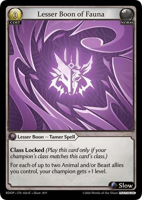 Lesser Boon of Fauna, Radiant Origins: Pantheon 026