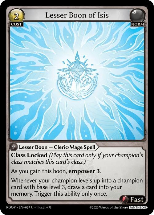 Lesser Boon of Isis, Radiant Origins: Pantheon 027