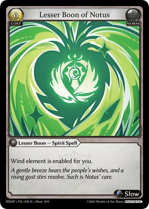 Lesser Boon of Notus, Radiant Origins: Pantheon 030