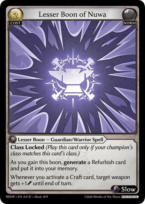 Lesser Boon of Nuwa, Radiant Origins: Pantheon 031