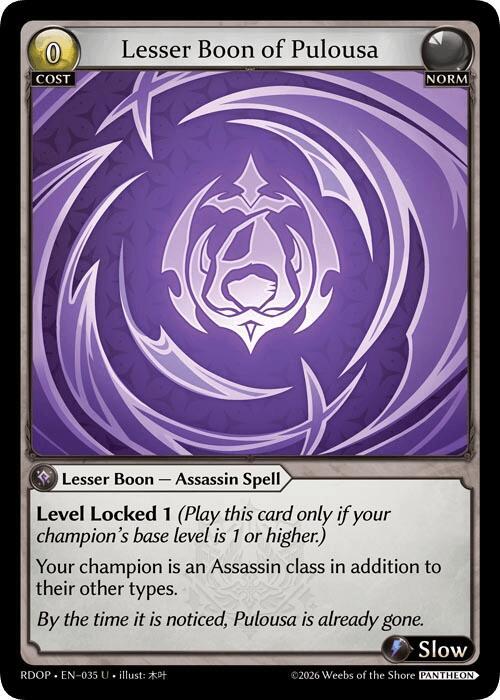 Lesser Boon of Pulousa, Radiant Origins: Pantheon 035