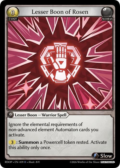 Lesser Boon of Rosen, Radiant Origins: Pantheon 039