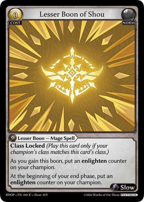 Lesser Boon of Shou, Radiant Origins: Pantheon 041