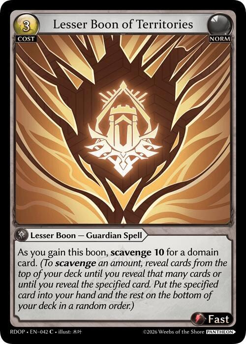 Lesser Boon of Territories, Radiant Origins: Pantheon 042