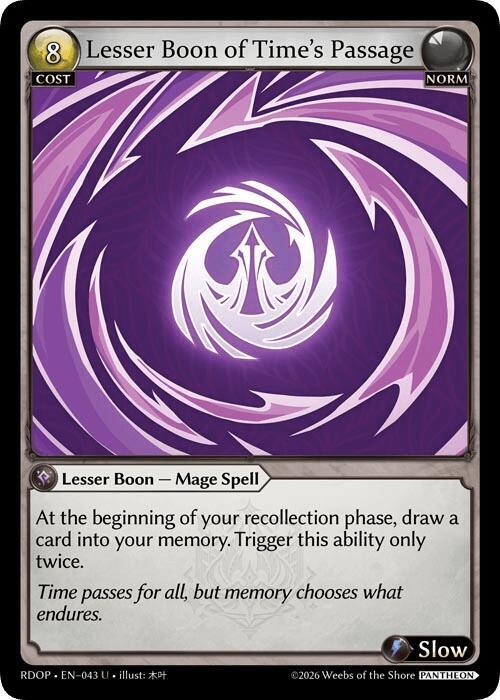 Lesser Boon of Time's Passage, Radiant Origins: Pantheon 043