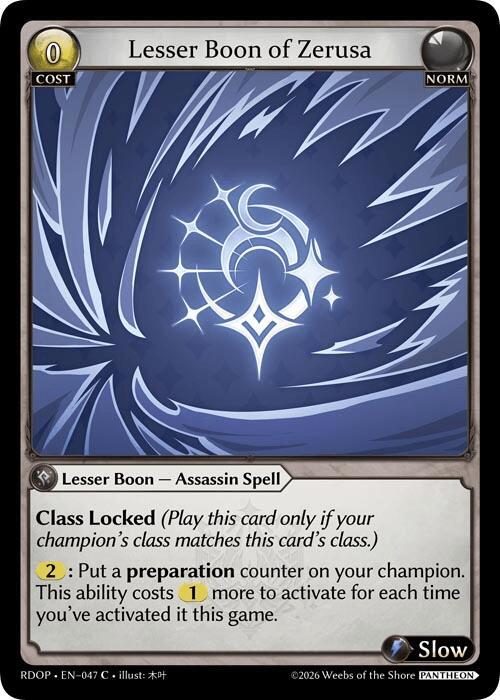 Lesser Boon of Zerusa, Radiant Origins: Pantheon 047