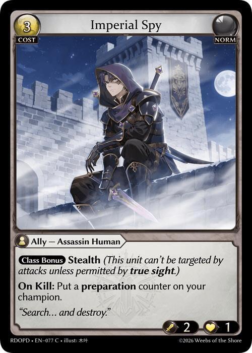 Imperial Spy, Radiant Origins: Pantheon 077