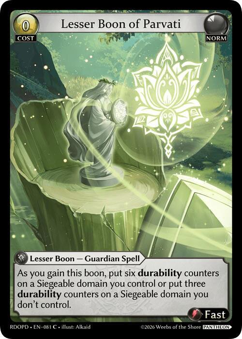 Lesser Boon of Parvati, Radiant Origins: Pantheon 081