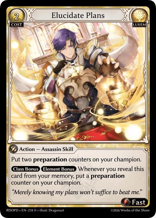 Elucidate Plans, Radiant Origins: Pantheon 218
