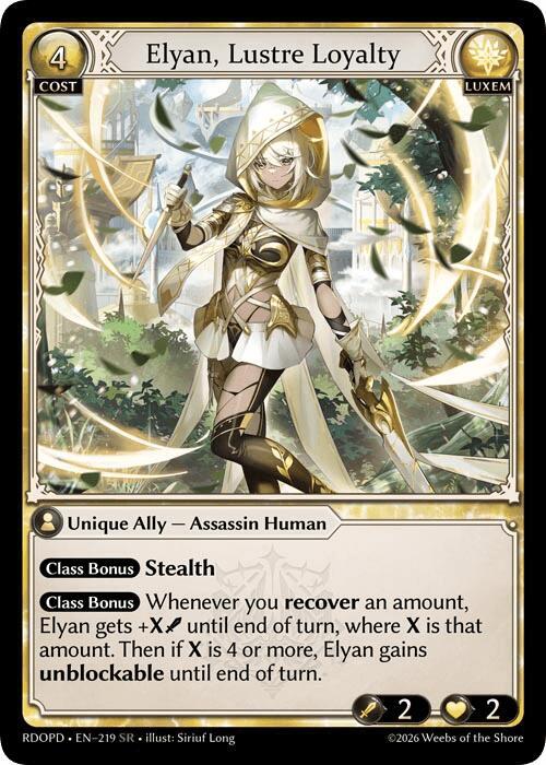 Elyan, Lustre Loyalty, Radiant Origins: Pantheon 219