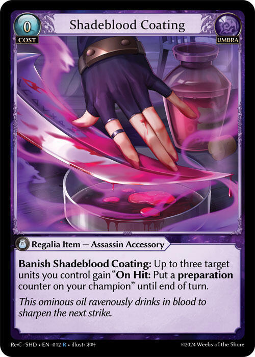Shadeblood Coating, Tristan, Shadowdancer Re:Collection Lite 012