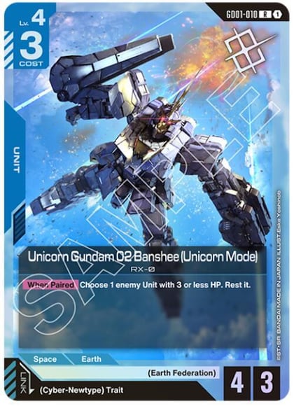 Unicorn Gundam 02 Banshee (Unicorn Mode) (Judge Pack 01), Gundam Promotional Cards GD01-010
