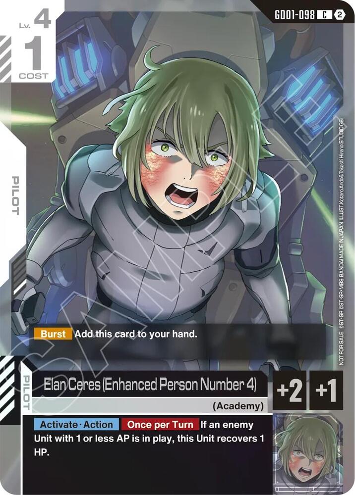 Elan Ceres (Enhanced Person Number 4) (Store Tournament Participation Pack 05), Gundam Promotional Cards GD01-098