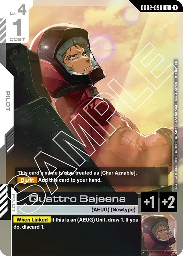 Quattro Bajeena (Store Tournament Participant Pack 02), Gundam Promotional Cards GD02-098