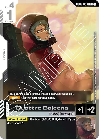 Quattro Bajeena (Store Tournament Participant Pack 02), Gundam Promotional Cards GD02-098