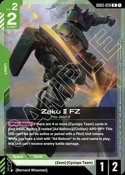 Zaku II FZ (GD03 Release Event), Gundam Promotional Cards GD03-020