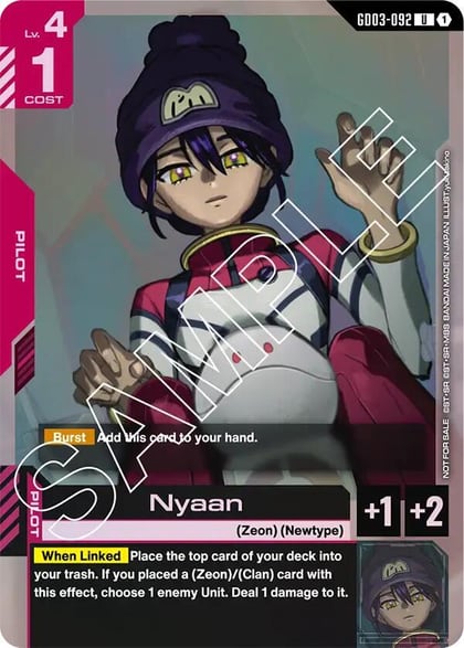Nyaan (Store Tournament Participant Pack 03), Gundam Promotional Cards GD03-092