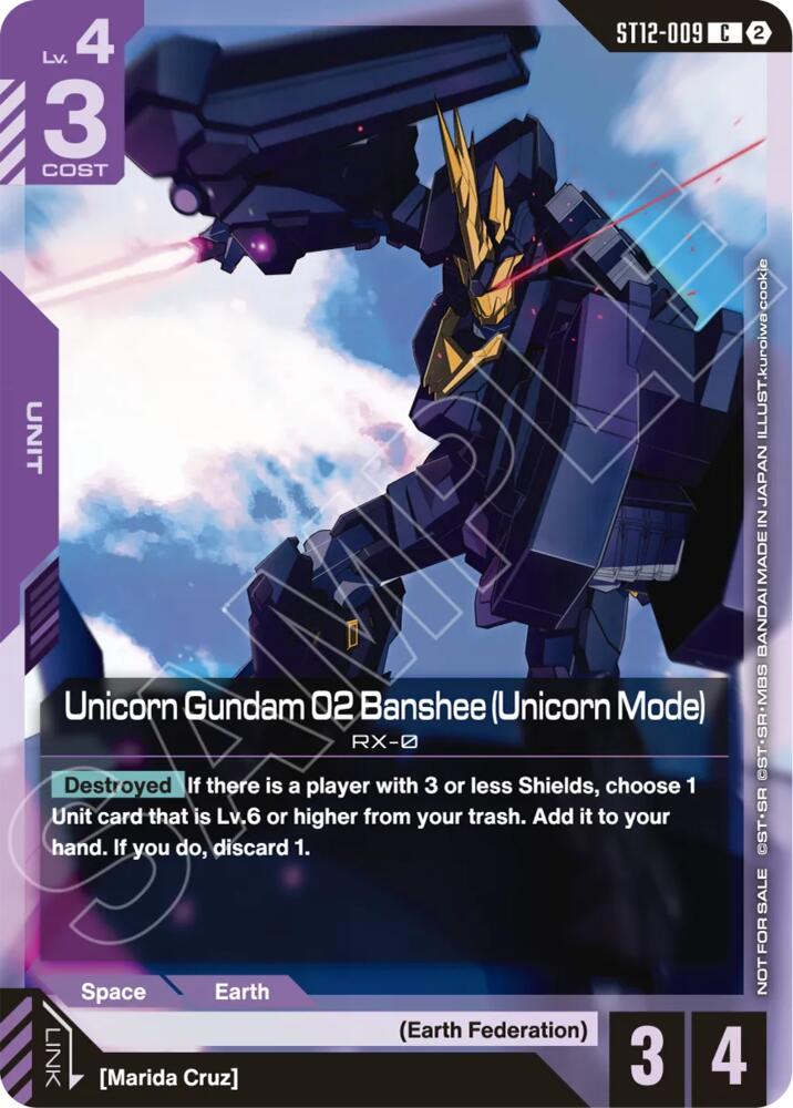 Unicorn Gundam 02 Banshee (Unicorn Mode) (ST11-ST14 Release Event), Gundam Promotional Cards ST12-009