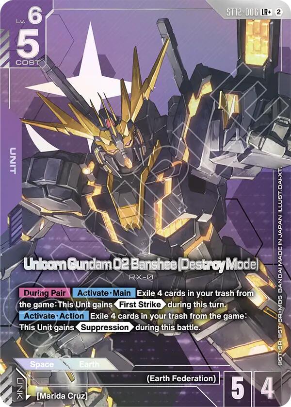 Unicorn Gundam 02 Banshee (Destroy Mode) (LR+), Starter Deck 12: Raging Onslaught ST12-006