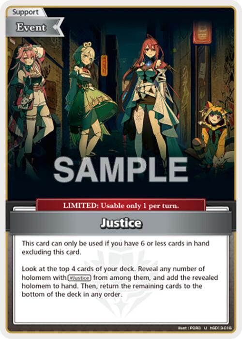 Justice (U), SD13: Start Deck: Oshi Justice hSD13-016
