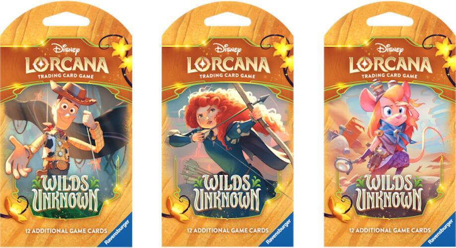 Disney Lorcana: Wilds Unknown Sleeved Booster Pack Art Bundle [Set of 3], Wilds Unknown P692236