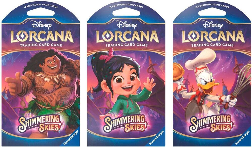 Disney Lorcana: Shimmering Skies Sleeved Booster Pack Art Bundle [Set of 3], Shimmering Skies P565134