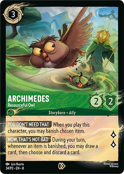 Archimedes - Resourceful Owl, Disney Lorcana Promo Cards 34