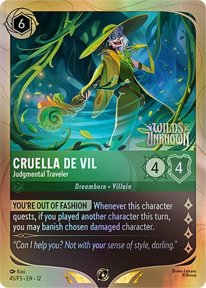Cruella De Vil - Judgmental Traveler, Disney Lorcana Promo Cards 45