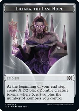 Emblem - Liliana, the Last Hope // Spirit (002) Double-Sided Token, Double Masters 2022 23 // 2