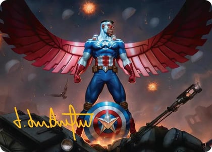 Captain America, Wings of Freedom Art Card (2/45) (Gold-Stamped Signature), Art Series: Marvel Super Heroes 2