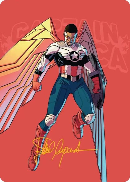 Captain America, Wings of Freedom Art Card (22/45) (Gold-Stamped Signature), Art Series: Marvel Super Heroes 22