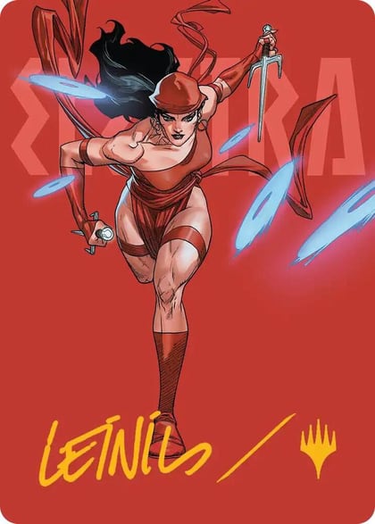 Elektra, Daughter of the Hand Art Card (Gold-Stamped Signature), Art Series: Marvel Super Heroes 25