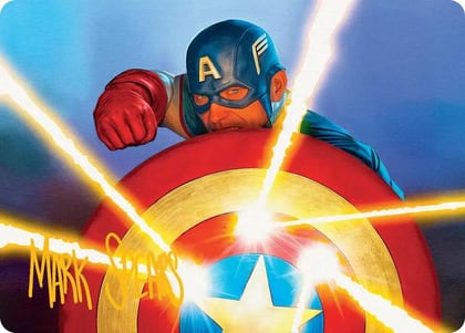 Captain's Defense Art Card (Gold-Stamped Signature), Art Series: Marvel Super Heroes 41