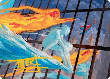 Iceman and Firestar Art Card (Gold-Stamped Signature), Art Series: Marvel Super Heroes 45