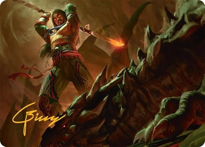 Sarkhan's Resolve Art Card (18/54) (Gold-Stamped Signature), Art Series: Tarkir: Dragonstorm 18