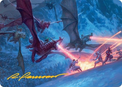 Dragonback Assault Art Card (22/54) (Gold-Stamped Signature), Art Series: Tarkir: Dragonstorm 22