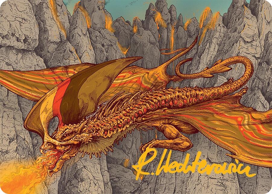 Magmatic Hellkite Art Card (34/54) (Gold-Stamped Signature), Art Series: Tarkir: Dragonstorm 34