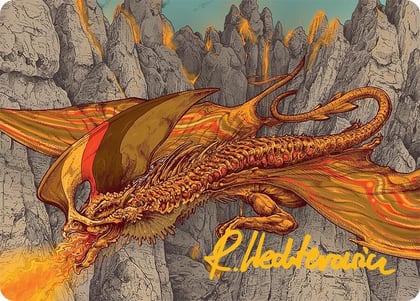 Magmatic Hellkite Art Card (34/54) (Gold-Stamped Signature), Art Series: Tarkir: Dragonstorm 34