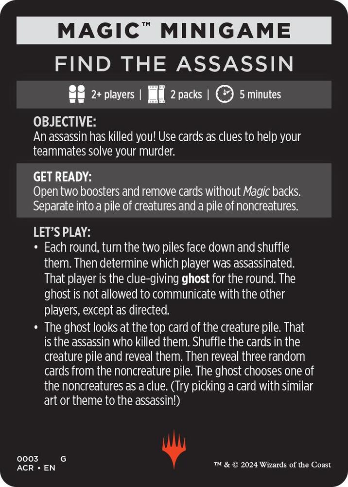Magic Minigame: Find The Assassin, Universes Beyond: Assassin's Creed 3