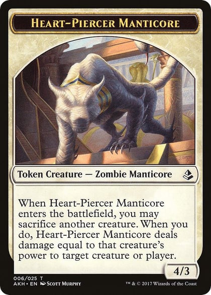 Heart-Piercer Manticore // Warrior Double-Sided Token, Amonkhet 6 // 17