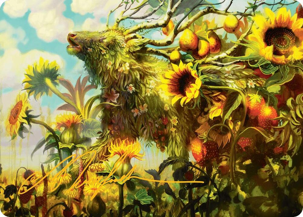 Beza, the Bounding Spring Art Card (Gold-Stamped Signature), Art Series: Bloomburrow 1