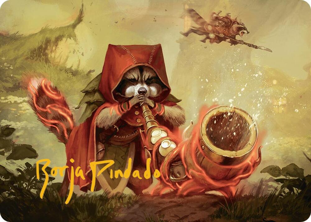 Raccoon Rallier Art Card (Gold-Stamped Signature), Art Series: Bloomburrow 20